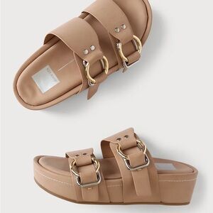 Cici Blush Stella Buckled Platform Slide Sandals